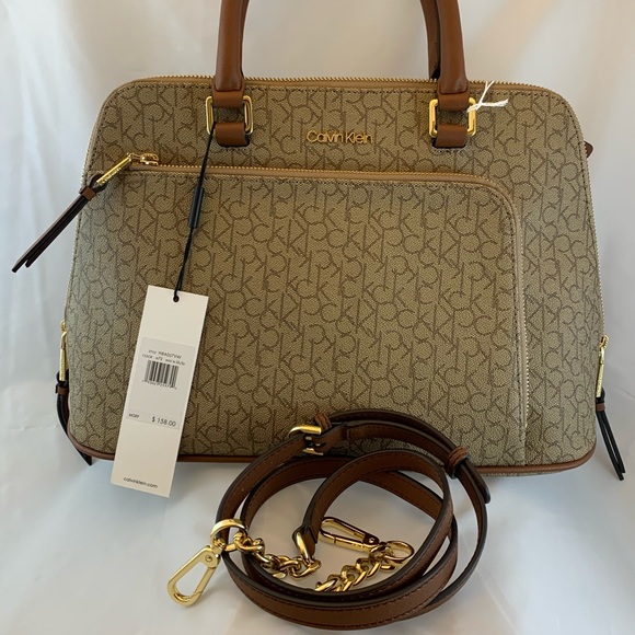 Calvin Klein Hudson Monogram Satchel NWT kh/ br
